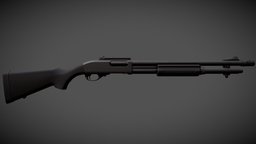 M870 tactical shotgun hard-surface, tactical, weaponlowpoly, lowpolymodel, weapon-3dmodel, m870, shotgun-tactical, weapon, hardsurface, shotgun