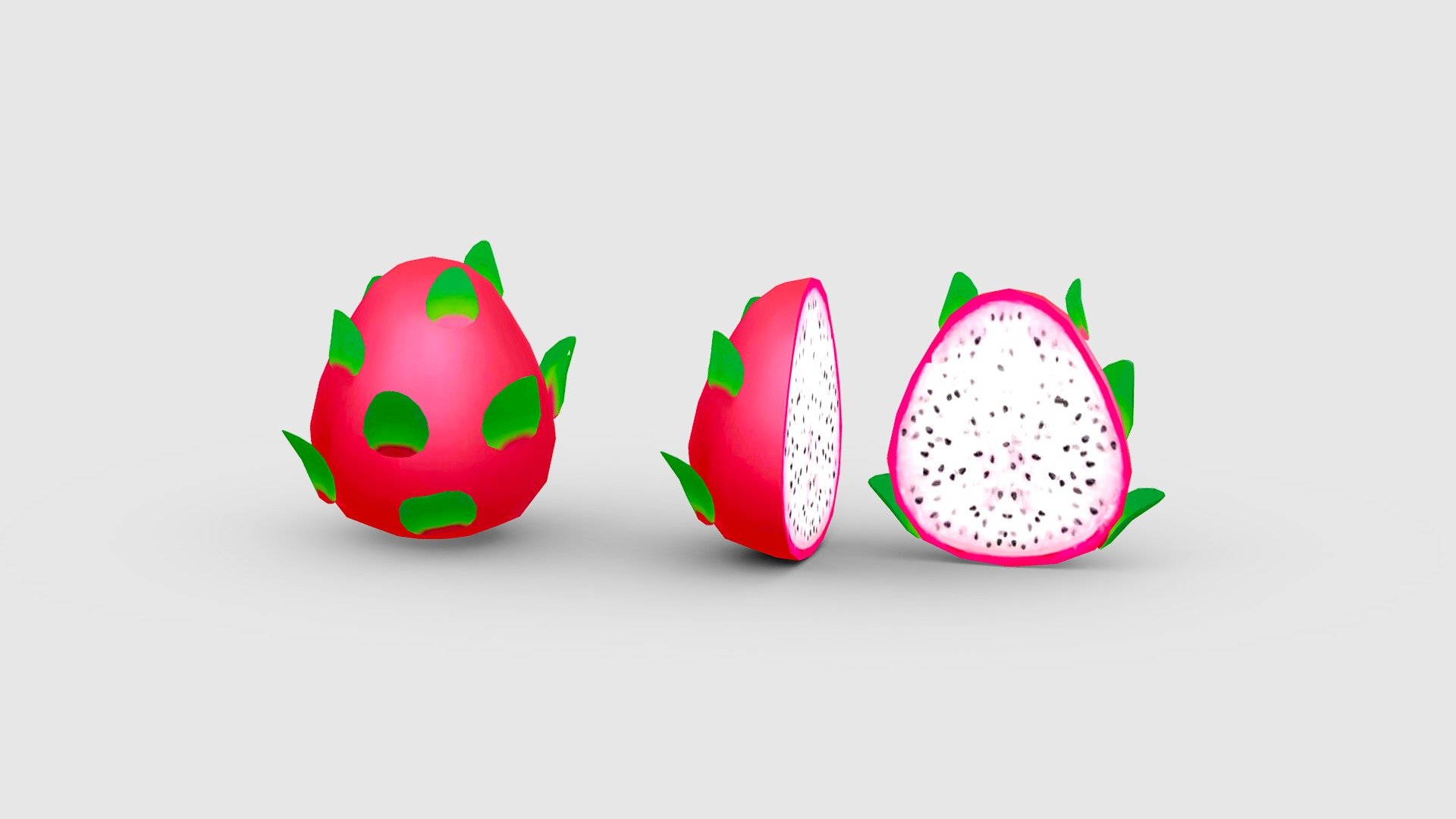 Cartoon dragon fruit - pitaya and slice Low-poly 3D model - Cartoon dragon fruit - pitaya and slice - Buy Royalty Free 3D model by ler_cartoon (@lerrrrr) 3d model