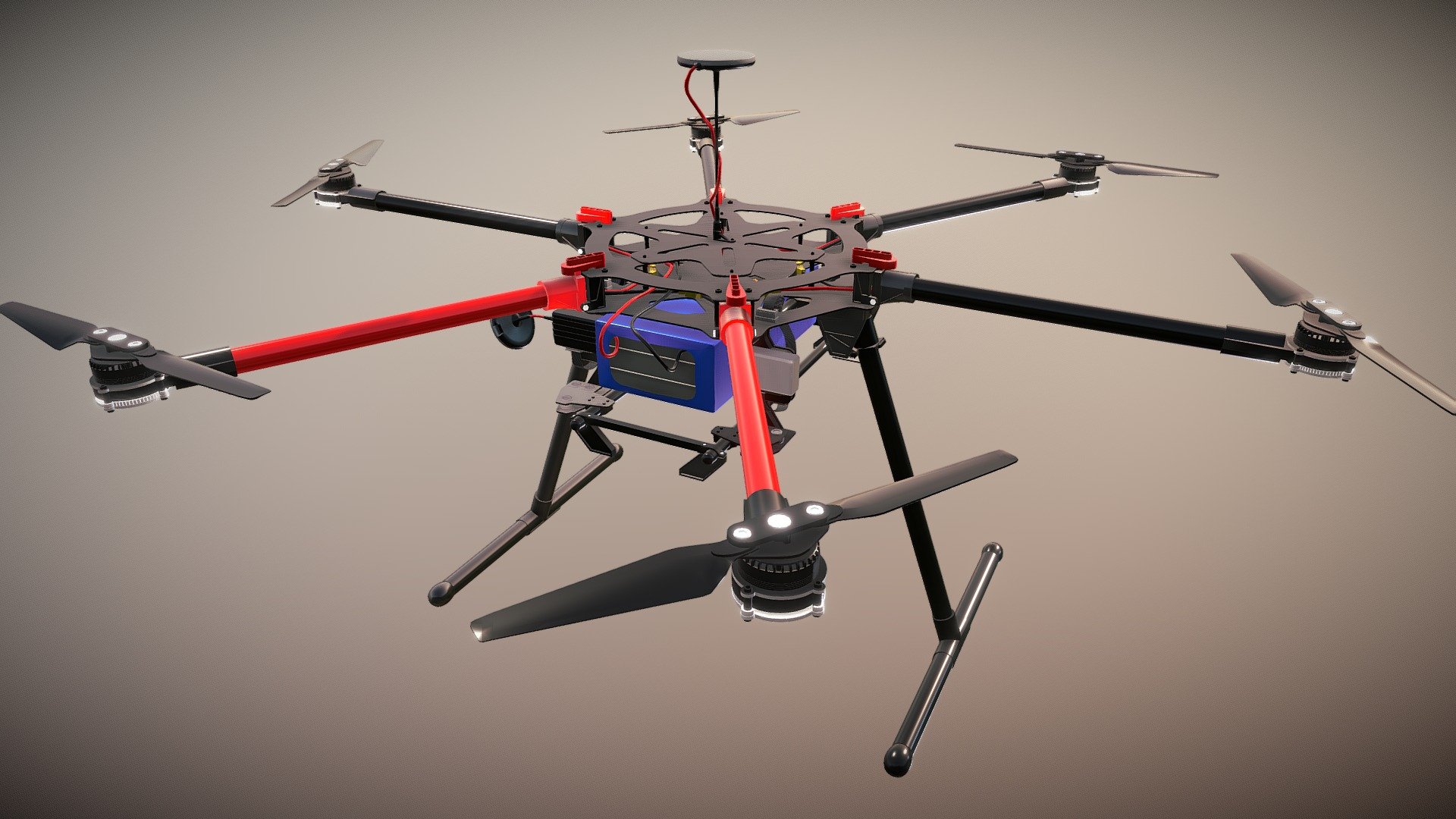 DJI s900 3d model - DJI S900 drone animated - 3D model by unlim3d 3d model