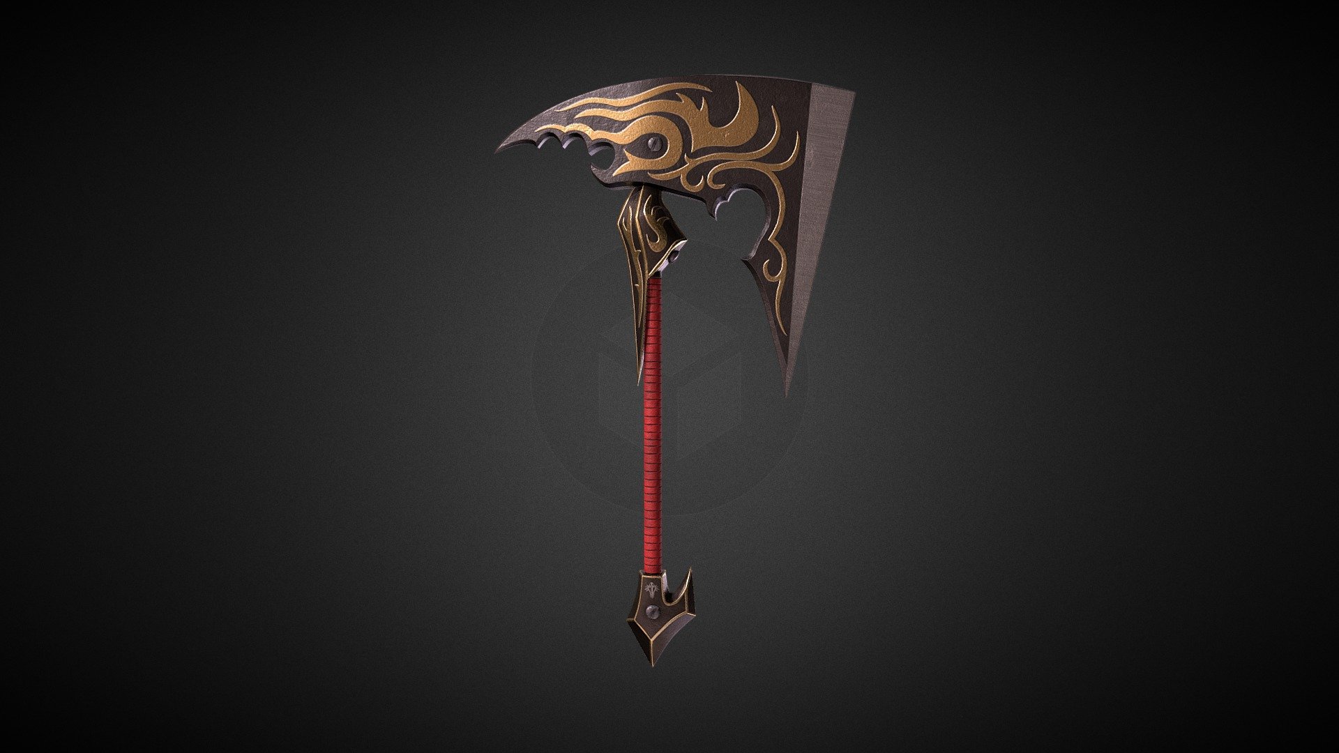 The Legionnaire Axe from Guild Wars 2, with a few modifications for my Blood Legion warrior.

I've used it in a few rendered scenes since:


Legionnaire Axe
Horns, Claws, Fangs
Heavy the Chains of our Warmachines
Kianga Snowstorm - Full Body Sculpt

Modeled in Blender, painted in Substance Painter 3d model