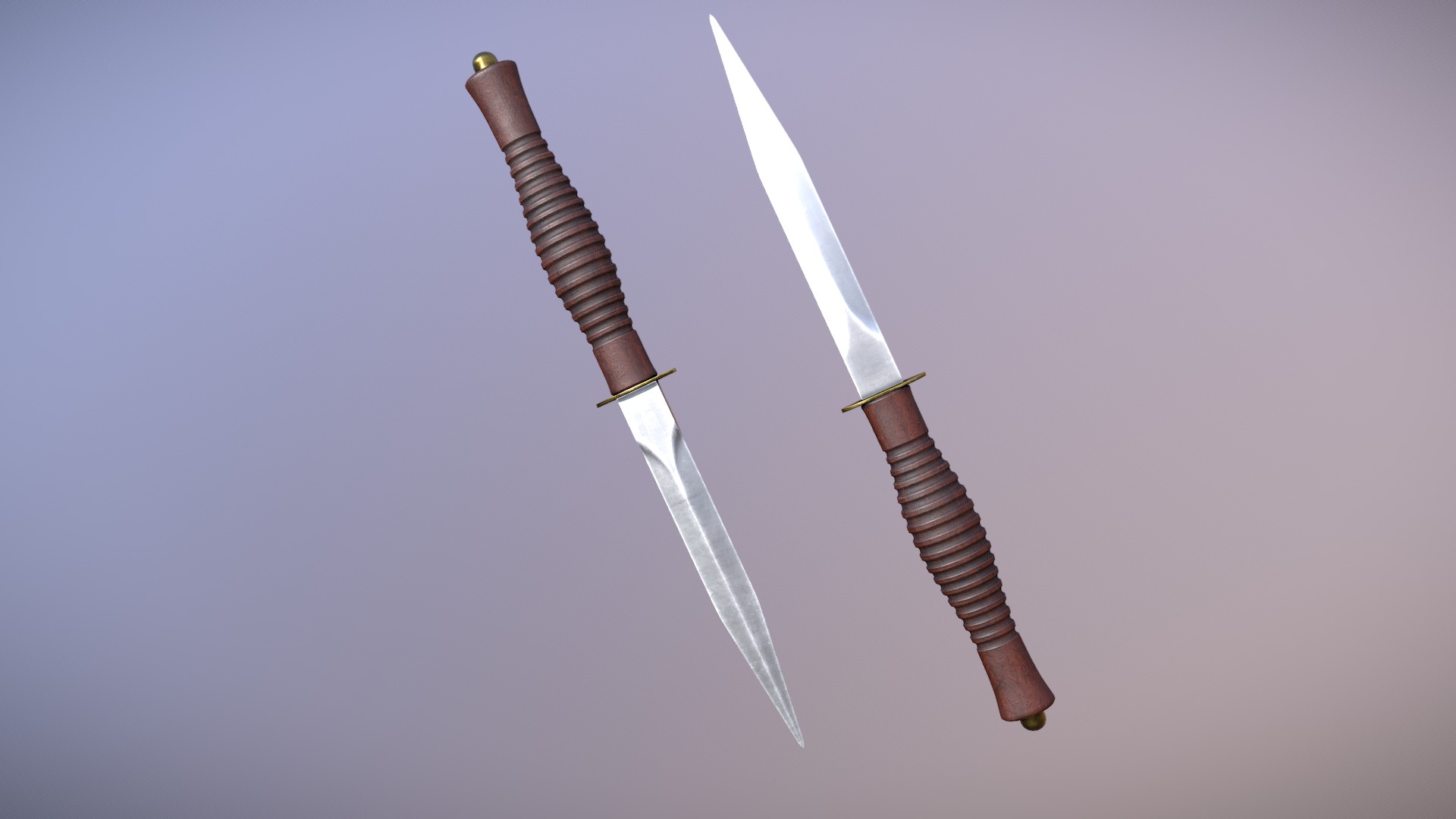 Throwing Knife designed for PBR engines.

Originally modeled in 3ds Max 2019. Download includes .max, .fbx, .obj, metal/roughness PBR textures, specular/gloss PBR textures, textures for Unity and Unreal Engines, and additional texture maps such as curvature, AO, and color ID.

Specs

Approximate dimensions): 18cm x 2cm x 1cm

Model is triangulated, no n-gons. Quaded version of the model included in the download.

Textures

1 Material: 2048x2048 PBR set

Unity Engine 5 Textures: AlbedoTransparency, MetallicSmoothness, Normal, Occlusion

Unreal Engine 4 Textures: BaseColor, Normal, RoughnessMetallicAO, Opacity - Throwing Knife - Buy Royalty Free 3D model by Luchador (@Luchador90) 3d model