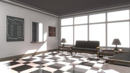 Waiting Room with Baked Textures office, scene, room, lounge, background, waiting-room, free-download, baked-lighting, free-model, baked-textures, office-building, asset, interior, seating-area, doctors-office, jimbogies, checkered-floor, sitting-room
