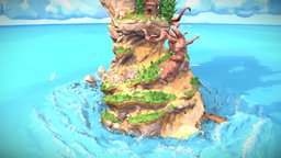 The Island terrain, island, ocean, flatshaded, waves, isle, low-poly-art, vertex-color, low-poly, art, lowpoly, low, stylized, environment