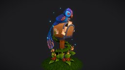 Fantasy postbox with a bird bird, prop, painted, holiday, props, nature, handpainting, postbox, cgma, lowpoly, stylized, fantasy, gameready, environment, diorama3d