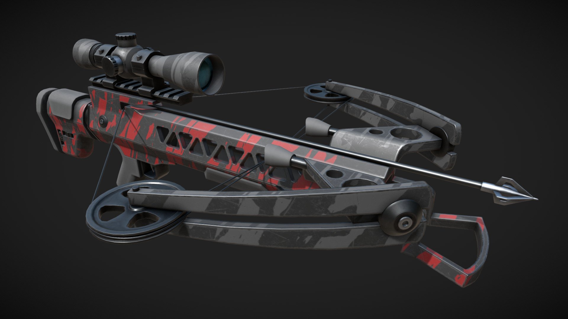 A crosbow made for a WarFriends unit - a high poly version - Crossbow - 3D model by mpolivka 3d model