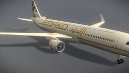 ETIHAD AIRLINES vehicles, airbus, low-poly-model, aeroplanes, 3dmodel