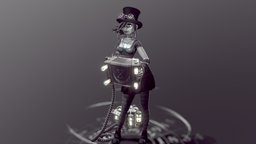 The Time Machine steampunk, stylised, blackandwhite, accordion, madewithblender, time-travel, time-machine, low-poly, blender, lowpoly, blender3d, squeezebox, squeeze-box, time-traveller