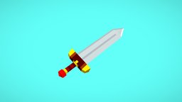 Low-Poly Sword medieval, pixel-art, blockbench, weapon, low-poly, sword