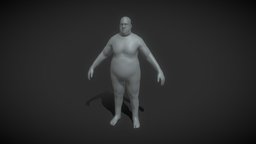 Male Body Fat Base Mesh 3D Model 20k Polygons
