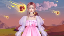 Fairy-girl Low-poly 3D model (Rigged + PBR) fairy, 3d, blender, 06lt13