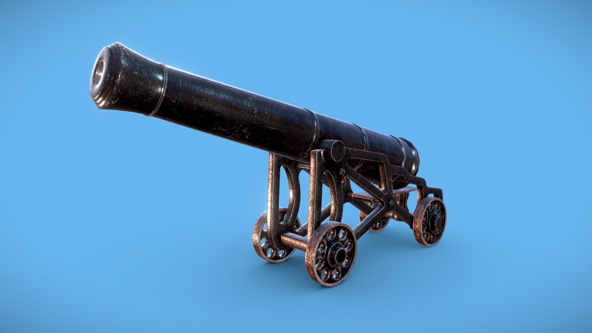 Textures created in Substance Painter and exported out as .PNG

Logically named onjects, materials and textures

modelled in Blender 2.93

Built to real world scales

Fully UV unwrapped

Tested in Marmoset, cycles and EEVEE

Rigged and game ready


Objects included



Cannon.Body

Cannon.Cannon

Cannon.Wheel (x4)

CannonRig


Textures included (4K)



Base colour

Roughness

Metallic

Normal (OpenGL)

AO


Poly Counts



Faces: 12,757

Verts:  13,081

Triangulated: 25,514
 - Bromfield Cannon - Buy Royalty Free 3D model by PBR3D 3d model