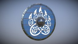 Viking Shield 05 armor, rpg, wooden, viking, unreal, cry, celtic, scandinavian, round, rounded, don, nordic, buckler, ragnarok, lods, falcone, unity, blender, pbr, blender3d, shield