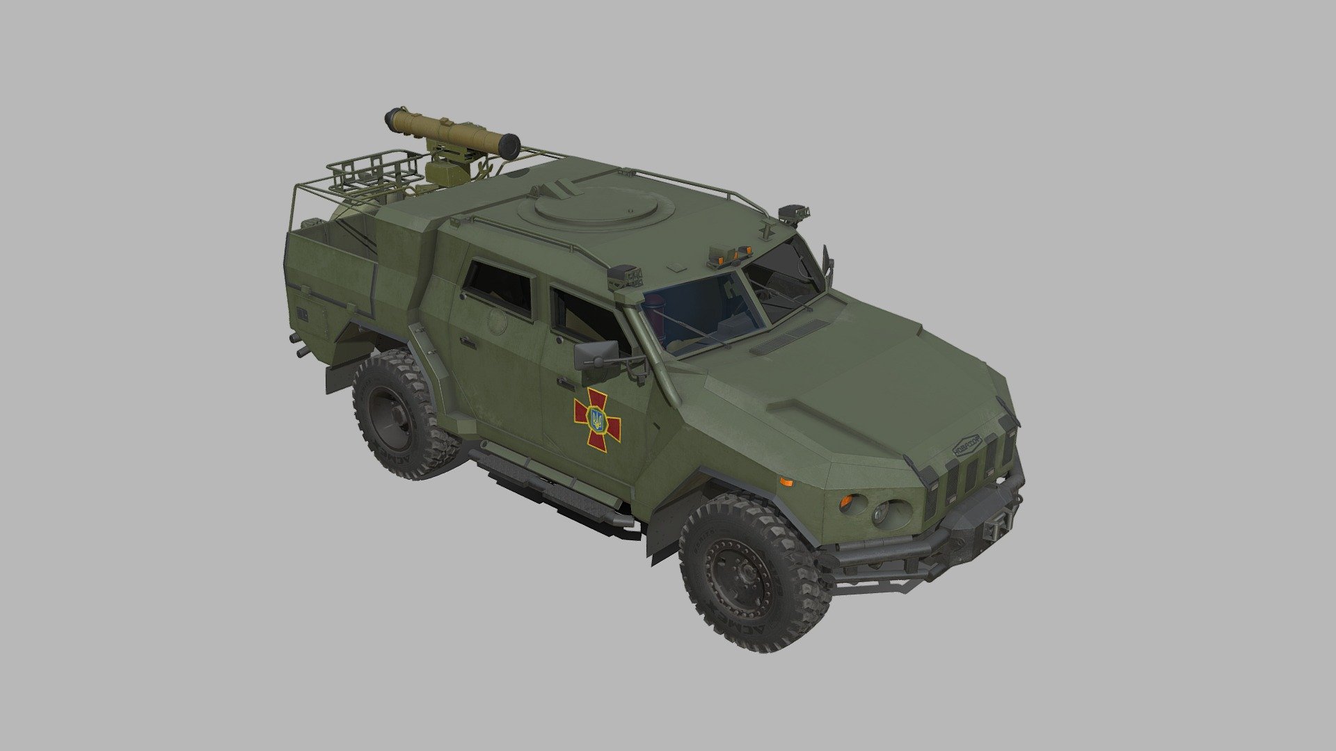 The Novator is a light armored vehicle, designed by the Ukrainian Armor company of Ukraine. Сreated for patrolling in mountainous terrain, ending public disorder, conducting special operations for the elimination of massive disturbances, the search and detention of criminals who constitute a public danger, the transportation of wounded and for people taken into custody. The light armoured vehicle has a maximum road speed of 140 km/h. It has the ability to traverse long distances, which makes it ideal for border patrol. The Novator performs fast maneuvers under difficult conditions due to the ideal distribution of the load on the axle 3d model