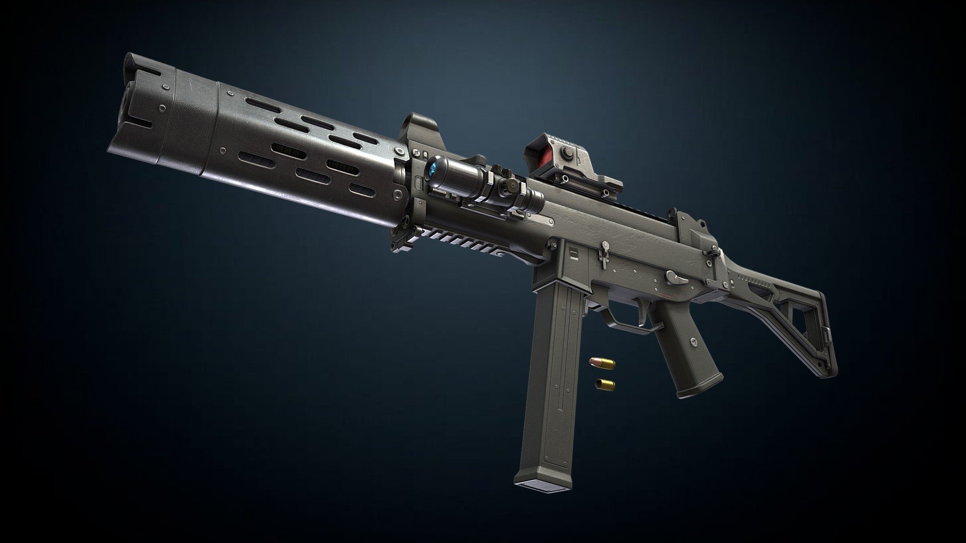 UM 44 SMG is a high-quality asset pack is classified as AAA assets that can be used on VR, PC, and Consoles.
The assets are created using the PBR standard, which guarantees top-notch 4K high-quality textures 3d model