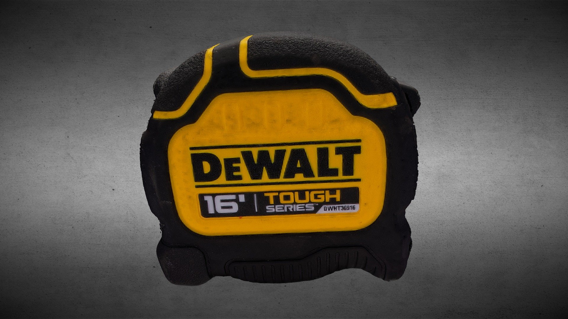 Able to survive drops up to 100 ft. this ToughSeries 16 ft. Tape Measure is the model choice for toughness. Easily execute long measurements without assistance with 16 ft. of maximum reach. Versatile ToughSeries tape measures allow you to conveniently measure from any angle and are the first in the DEWALT family to have double-sided print. Efficiently measure metal objects with a removable hook magnet while patented hook Connection technology offers full control as you work. Defend against product wear-and-tear with the 16 ft. Tape Measure hook's 6 in. Rip-Shield blade coating while the protective covering delivers optimized durability 3d model