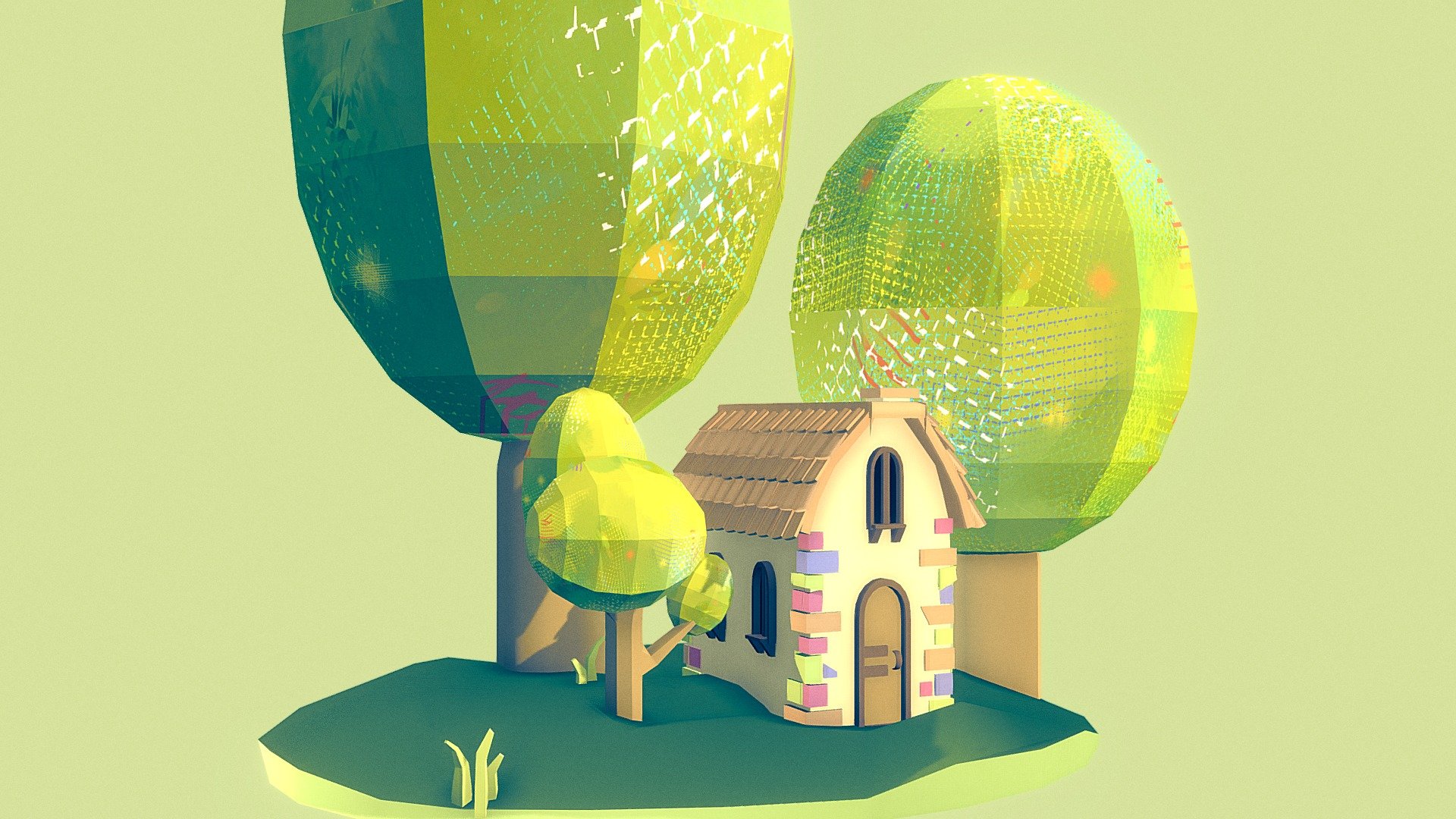 Here goes my first model then ! Its a little cartoonish house, in a little garden so that it doesnt feel too lonely :) 

I made the ohouse following this tutorial: https://www.youtube.com/watch?v=BsVu31GTjo8&amp;t=1s - LIttle cartoon house - 3D model by hortensefrouin 3d model
