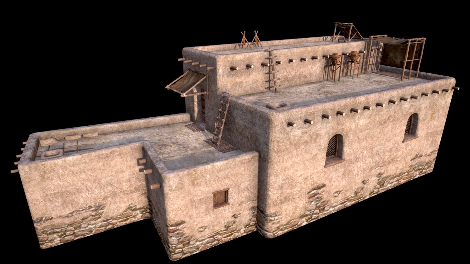 Another old mesopotamian house style.



Several Textures sets of different sizes and shapes, mostly 1, 2K and special 4K Texture for the main wall.

All are in Pbr workflow (mainly Color, Rough, Normal and Ao)
 - Mesopotamian House #12 - Buy Royalty Free 3D model by The Ancient Forge (Svein) (@svein) 3d model