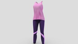 Dancing Studio Female Aearobics Fitness Outfit back, fashion, purple, top, clothes, sports, fitness, pants, day, pink, dress, tank, dancing, casual, stretch, every, womens, running, outfit, jersey, halter, leggings, female, aerobics