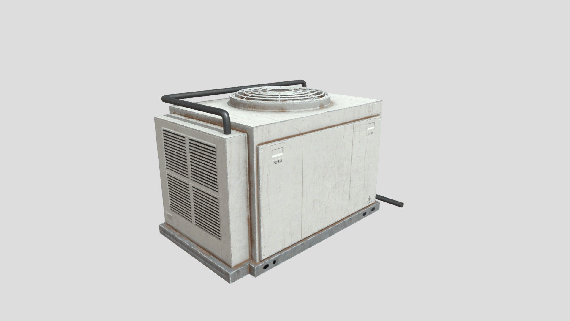 This Rooftop AC Unit Is Lowpoly and Detailed for close, mid to far shots and viewable from any angle

This Includes:

The Mesh
2, 4K Texture Sets (Albedo, Metallic, Roughness, Normal, Height)
White AC Unit 4K
Grey AC Unit 4K
The Mesh is UV Unwrapped with vertex colors for easy retexturing - Rooftop AC Unit with 4K Textures Low-poly - Buy Royalty Free 3D model by Desertsage 3d model