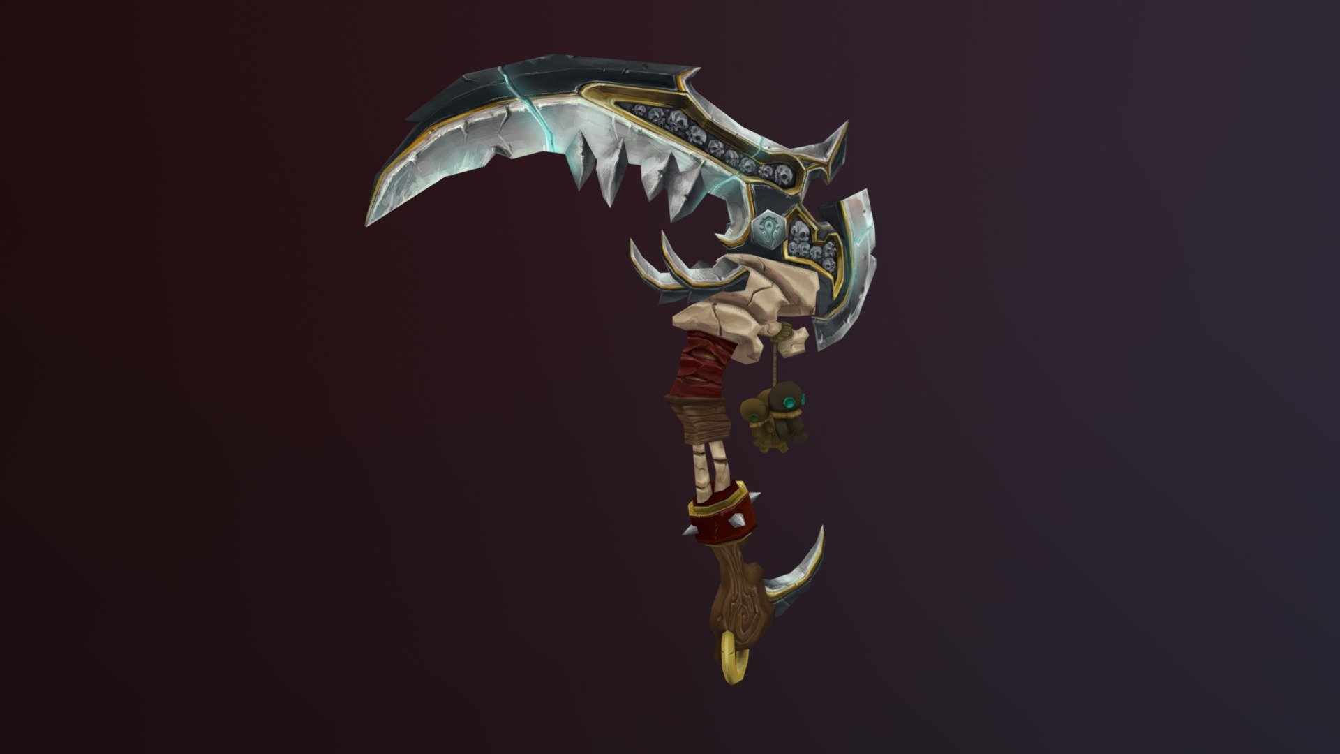 Scythe i had to make for my assignment of weaponcraft for my GameArt course.

We had to design a weapon based on the world of World of Warcraft, then model and texture it 3d model