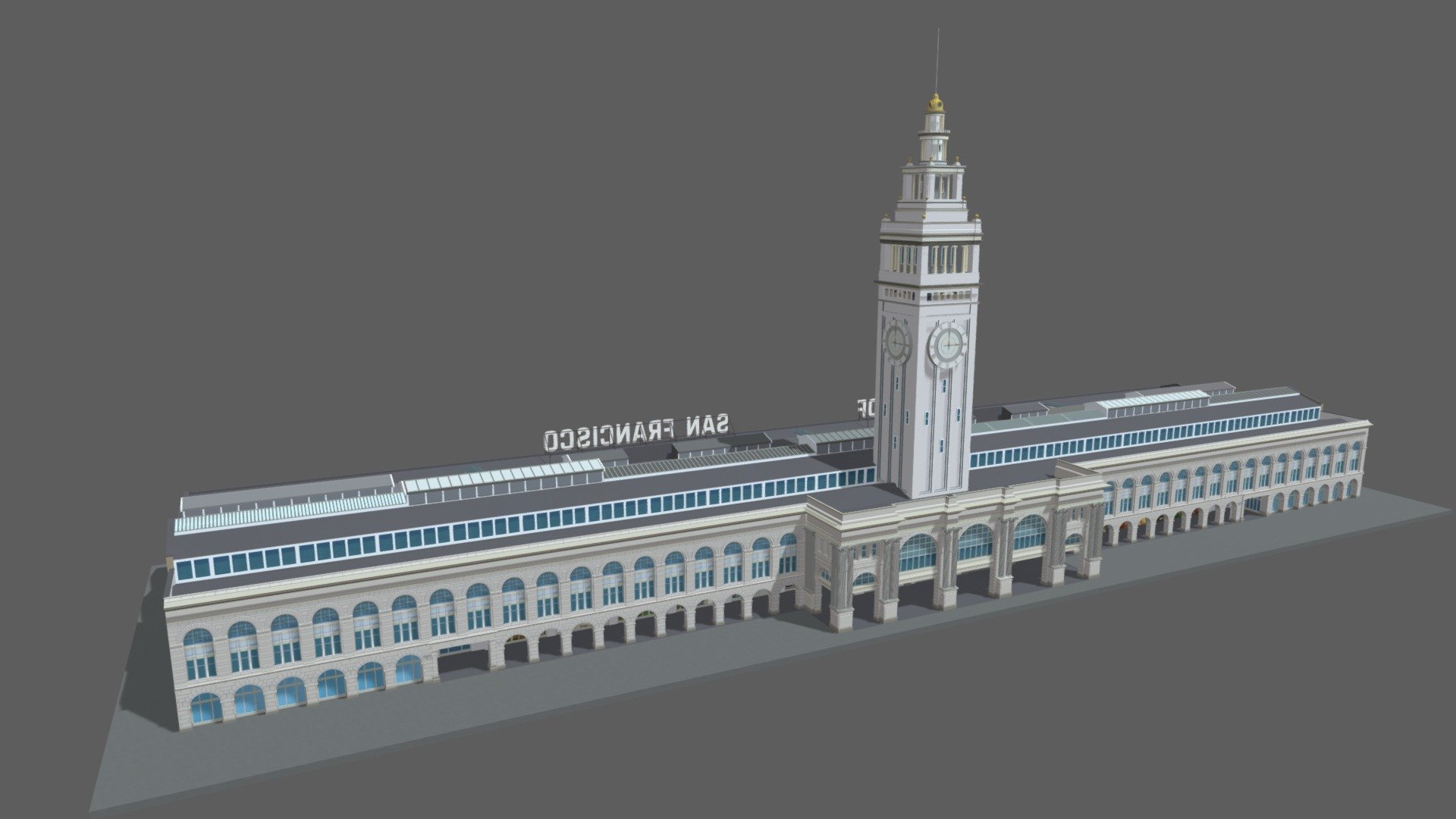 Ferry Building San Francisco
Originally created with 3ds Max 2015 and rendered in V-Ray 3.0

Total Poly Counts:
Poly Count = 177592
Vertex Count = 204451

https://nuralam3d.blogspot.com/2022/10/ferry-building-san-francisco.html - Ferry Building San Francisco - 3D model by nuralam018 3d model