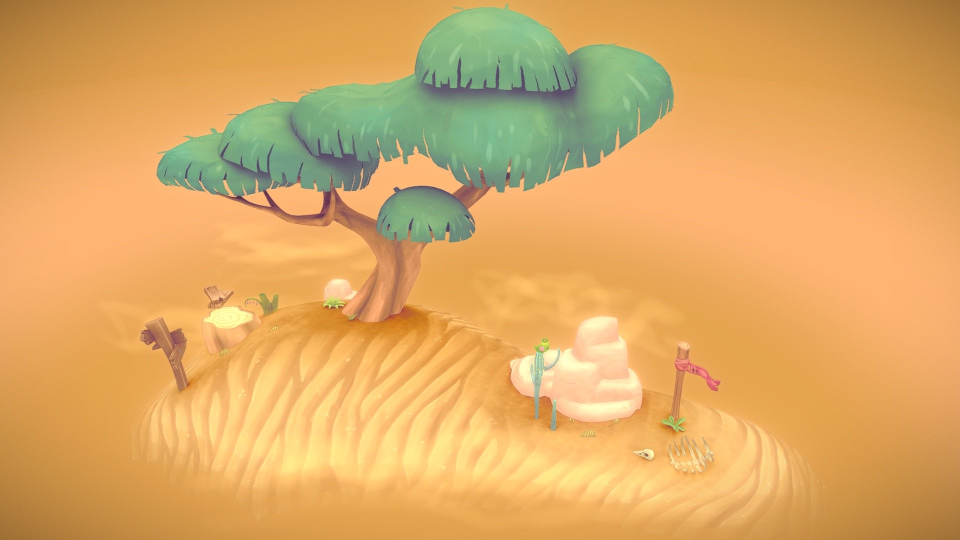 A stylized diorama I created for a client 3d model