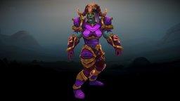 Stylized Orc Male Warlock(Outfit) blood, rpg, orc, pose, mmo, warlock, rts, metal, outfit, moba, necromancy, handpainted, lowpoly, skull, stylized, fantasy, dark, male, magic