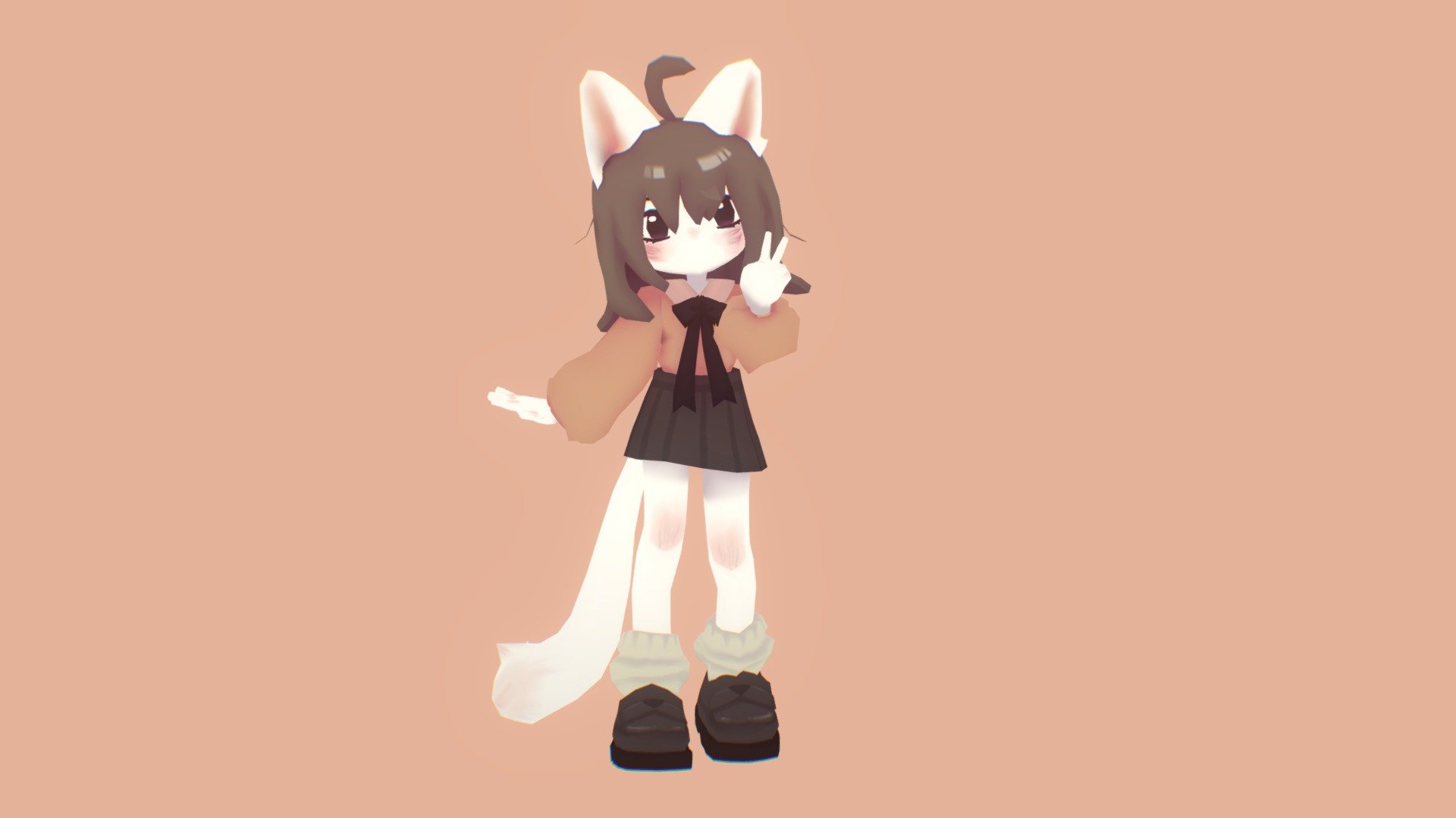 First ever model I made using Blender!

Game/VRC ready low poly character 

2d concept by me : 
Software Used :  Substance Painter / Blender / CSP - Chewy the Cat (VRC ready) - 3D model by chewziyue 3d model