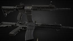 HK416 rifle, modern, m4, m16, german, heckler, koch, hk, ergonomic, ar15, hk416, combat, battle, assaultrifle, weapon, gun, war, black