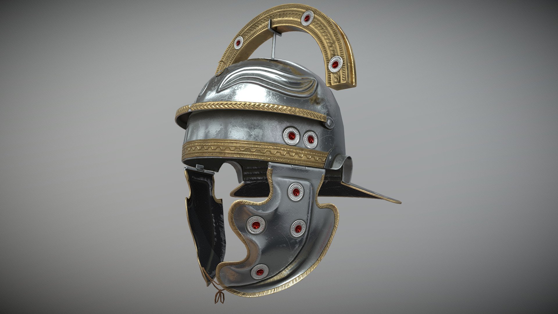 This is and Gallic D Centurion Helmet. Every fancy brass texture is made by Price. Model made for Eagle Rising 3d model