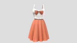 Cute Bow Chest Orange Summer Dress