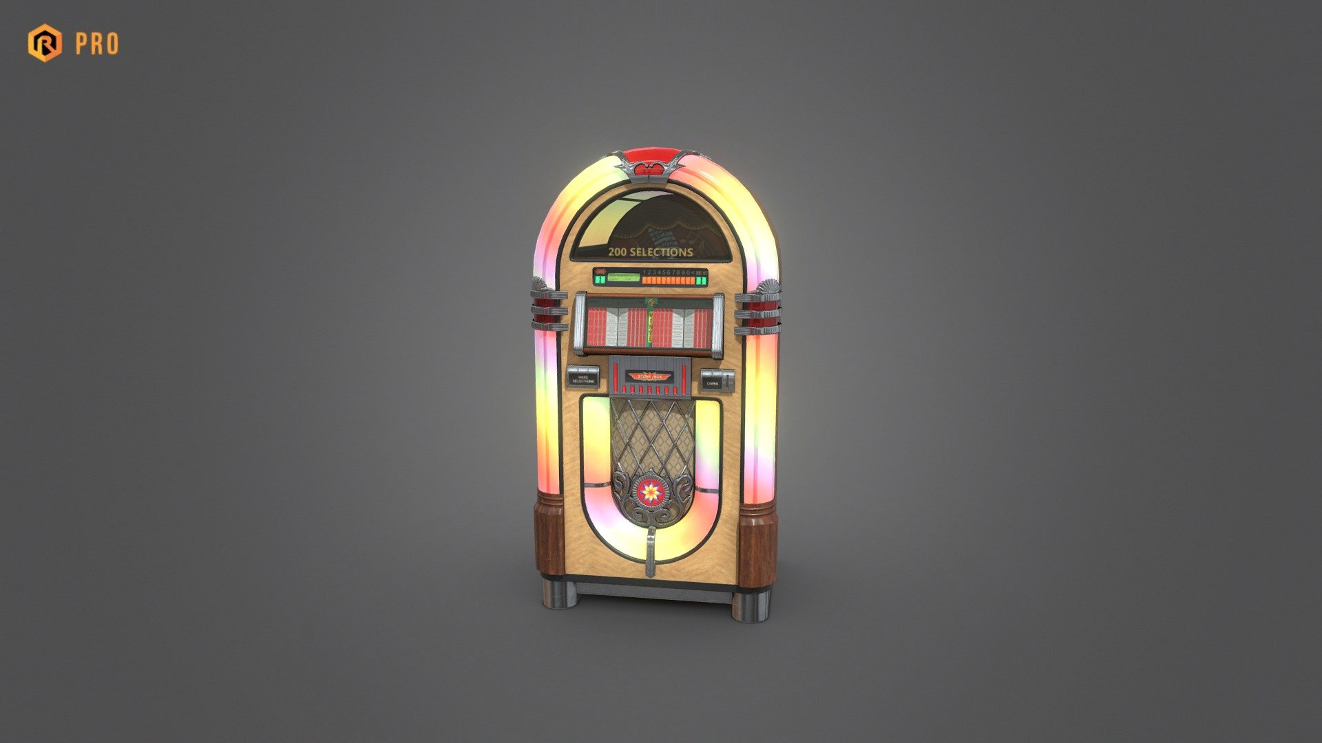 Low-poly PBR 3D model of music box called Jukebox.

This 3D model is best for use in games and other VR / AR, real-time applications such as Unity or Unreal Engine.  It can also be rendered in Blender (ex Cycles) or Vray as the model is equipped with all required PBR textures.  

This PRO version includes additional bonus assets like Substance Painer source, hi-res bake mesh, Blender Cycles/Eevee sample scenes and more!

You can download regular, FREE version for free here: https://skfb.ly/oG7TI

Technical details:




4 PBR textures sets (Main body, emission, alpha, titles) 

12413 Triangles

Model is one mesh

Lot of additional file formats included (Blender, Unity, UE4, Maya etc.)  

PRO Extra: hi-res mesh, SP source.

PRO Extra: some Blender Cycles/Eevee example scenes included

More file formats are available in additional zip file on product page.

Please feel free to contact me if you have any questions or need any support for this asset.

Support e-mail: support@rescue3d.com - Jukebox - PRO Version - Buy Royalty Free 3D model by Rescue3D Assets (@rescue3d) 3d model