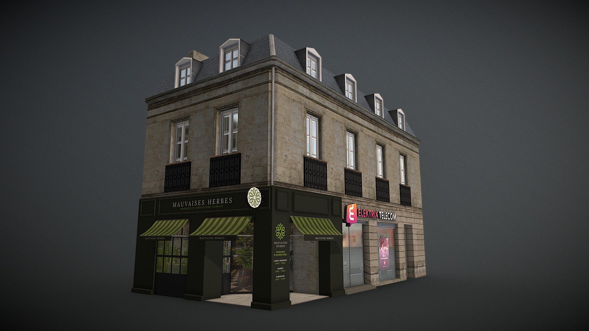 Corner building inspired by the city of Bordeaux.
Asset for Cities: Skylines - Thiers Corner #2 - Buy Royalty Free 3D model by Gruny (@grunystudio) 3d model