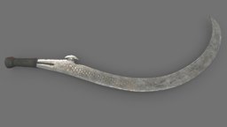 Mambele Sword Low Poly PBR Realistic africa, curved, people, hook, throwing, vr, hybrid, ar, southern, realistic, iron, mangbetu, knife, asset, game, 3d, low, poly, axe, dagger, blade, hunga, mambele, munga, danisco