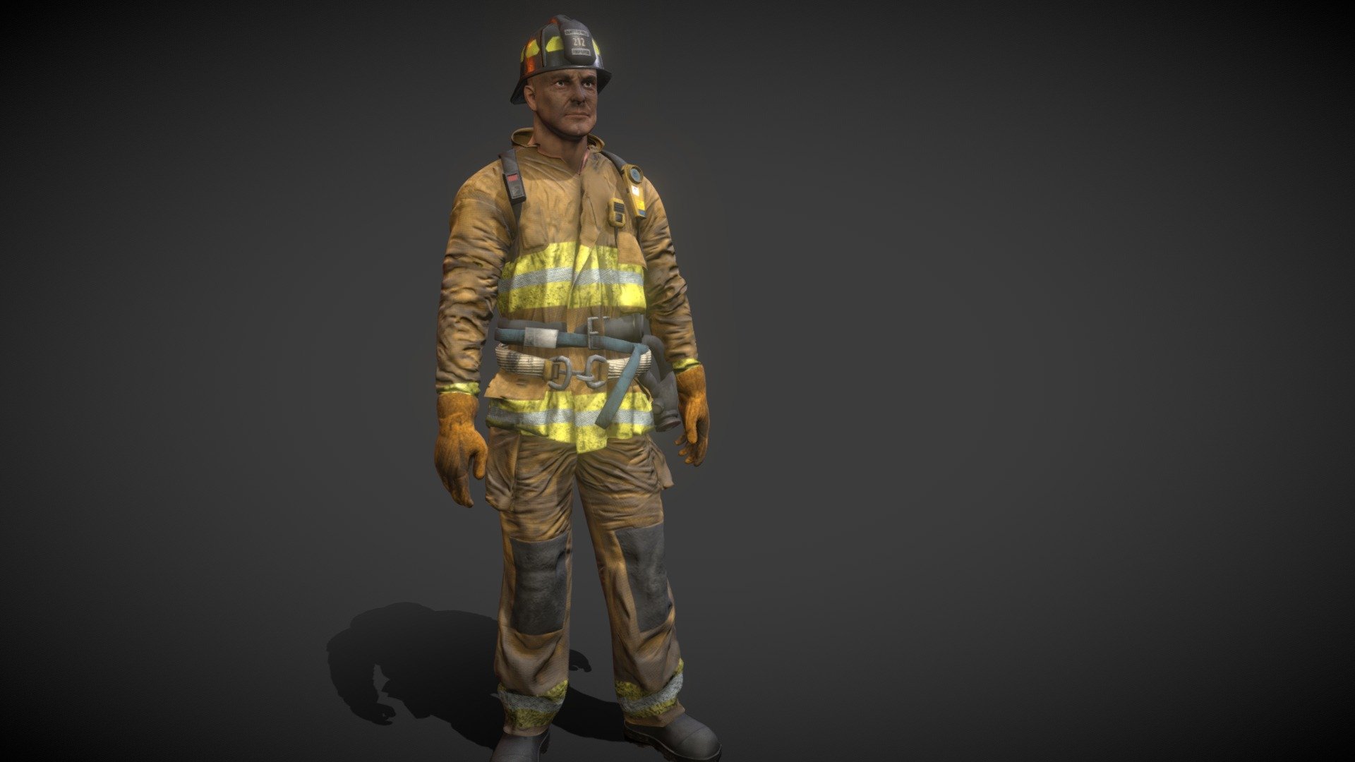 The Firefighter character I made for my final major project at college - Firefighter - 3D model by OwenEdwards (@noonesaidwords) 3d model