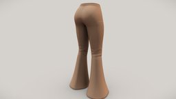 Female Bell Bottom Brown Retro Pants fashion, retro, girls, clothes, pants, brown, 70s, womens, beige, 1970s, hippie, wear, boho, trousers, pbr, low, poly, female