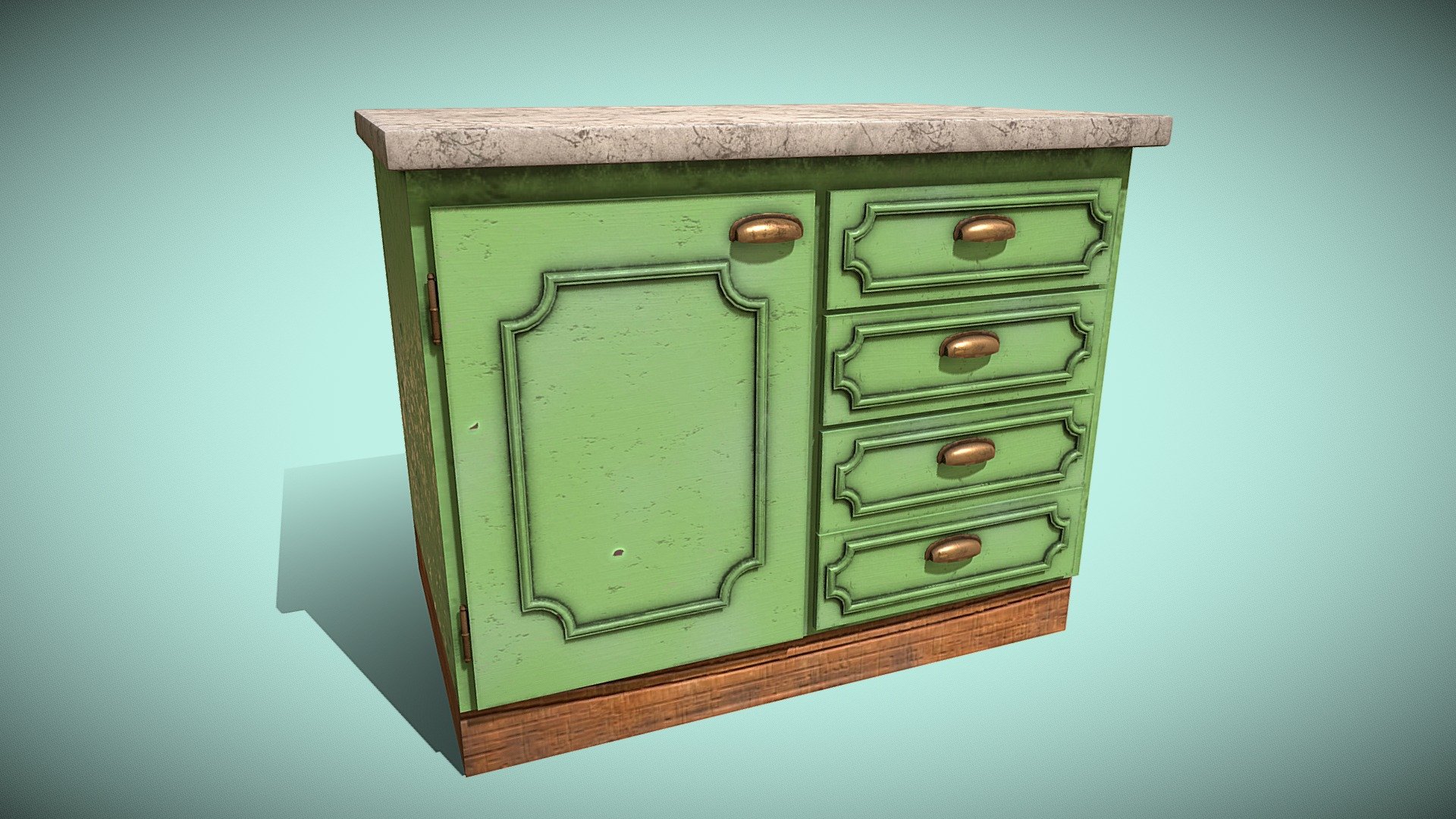 Realistic kitchen furniture with few polygons good to use in games and etc.
Textures in PBR size 2048.
All separate animations of opening and closing doors and drawers.
Additional downloads include more fbx obj and dae formats. one more model the same without being animated, and another one the same but without the interior 3d model