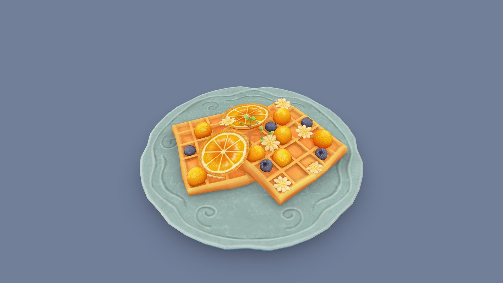 Taste waffles with blueberries and oranges :)
Used maya and substance hand paint - Waffle - 3D model by nettacx 3d model