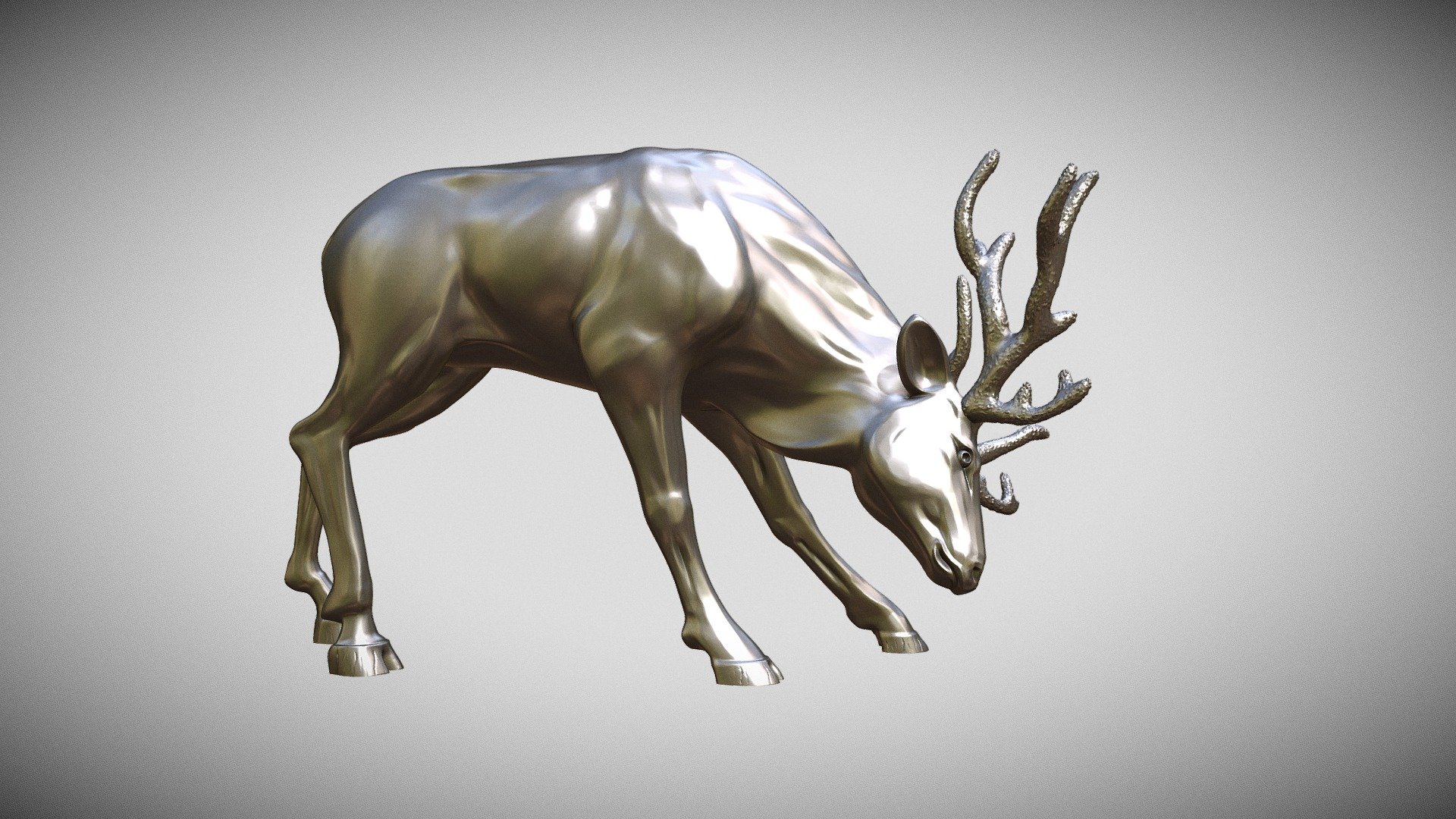 horned deer model. Completely made in one piece. if you print two of these and put them opposite each other, they will butt perfectly 3d model
