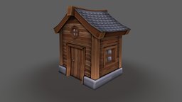 House wooden, medieval, shed, casual, handpainted, lowpoly, house, simple