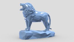 Low Poly Lion 2 stl, base, modern, land, printing, cnc, origami, geometric, architectural, mammal, vr, ar, decor, print, statue, nature, printable, faceted, canine, mammals, asset, game, 3d, art, model, animal, wolf, sculpture