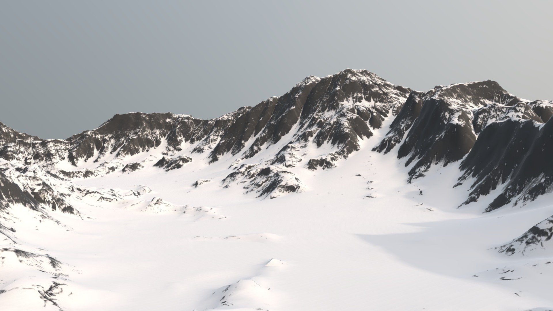 World Machine terrain of a snowy mountain 3d model