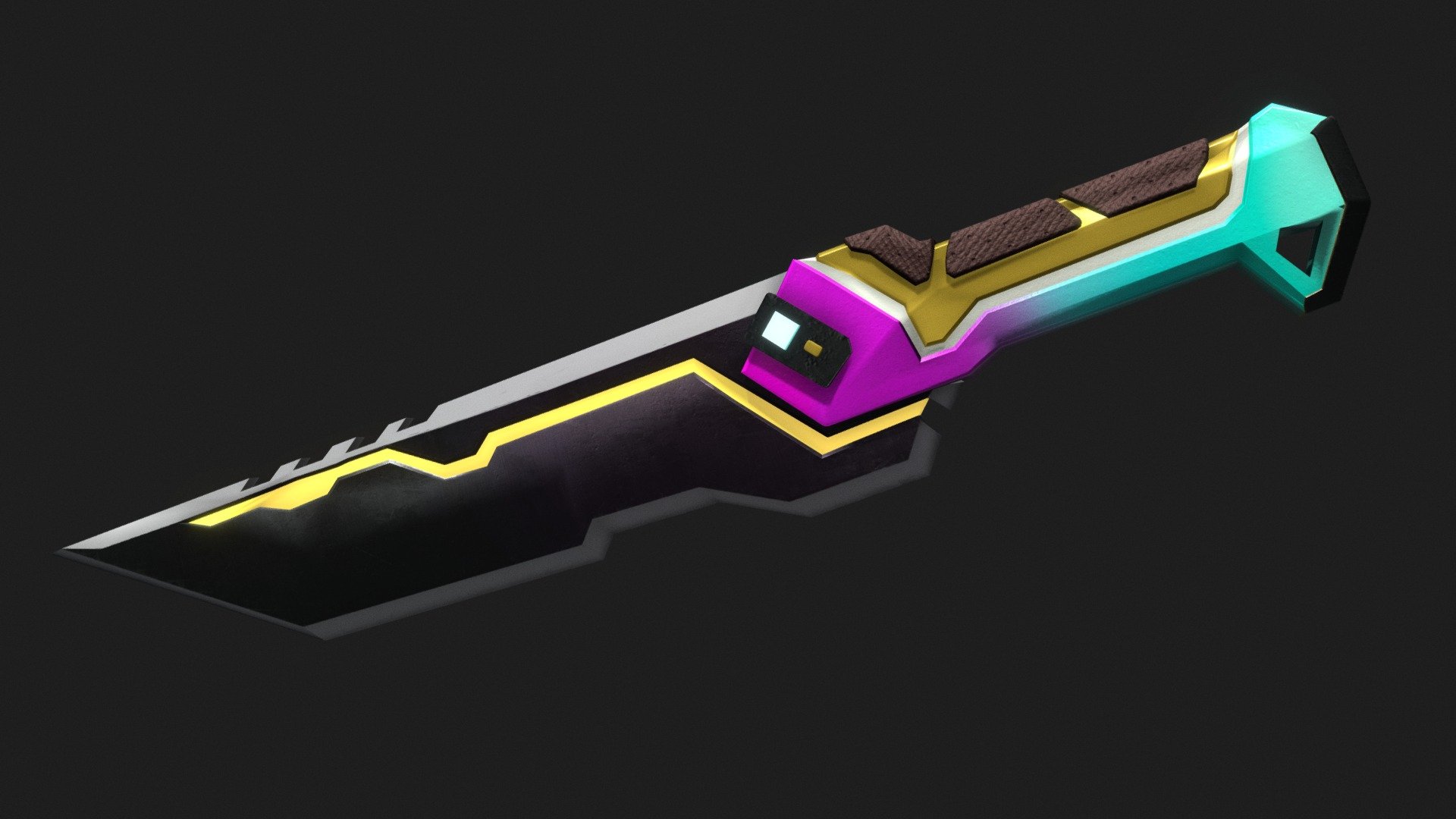 3D model of the Valorant knife skin &lsquo;glitchpop'.

modeled in MAYA 
textures on SUBSTANCE PAINTER

If you're interested in the model contact me - VALORANT glitchpop knife - Buy Royalty Free 3D model by Ana Moya (@anamoya) 3d model