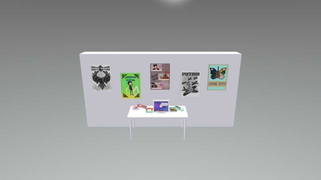 some textures I made for the computer screen, posters, and magazines for Pumpkin Online 3d model