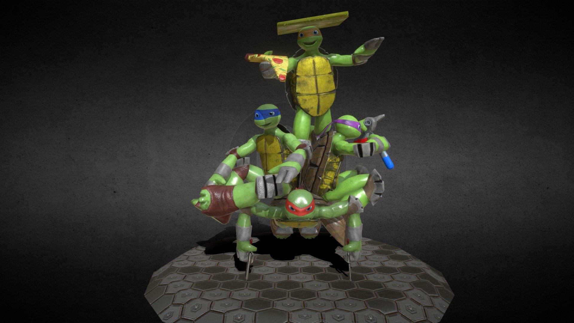 Practica de pose Tortugas ninja - TMNT Tortugas Ninja - 3D model by Krlts 3d model