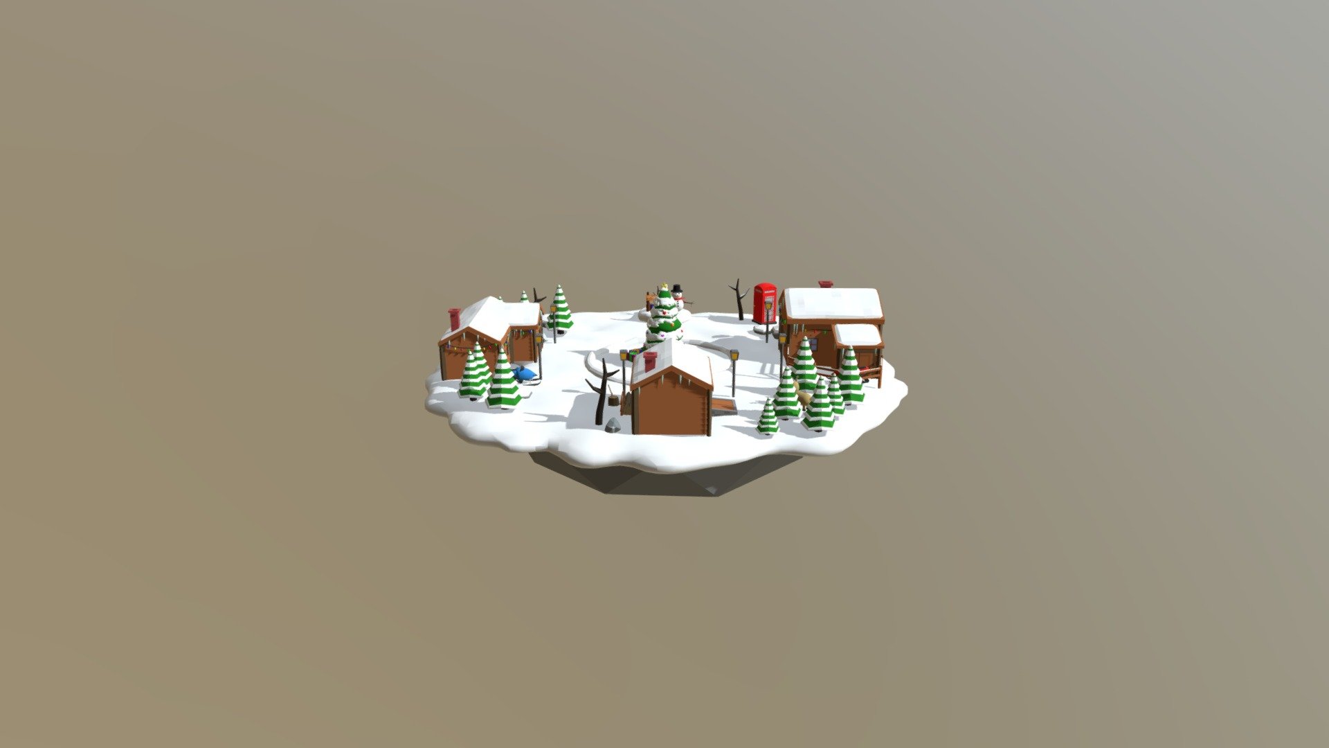 Low poly chirtmas Celebration Scene - Low Poly Winter Scene - 3D model by Kinza.Shahzad 3d model