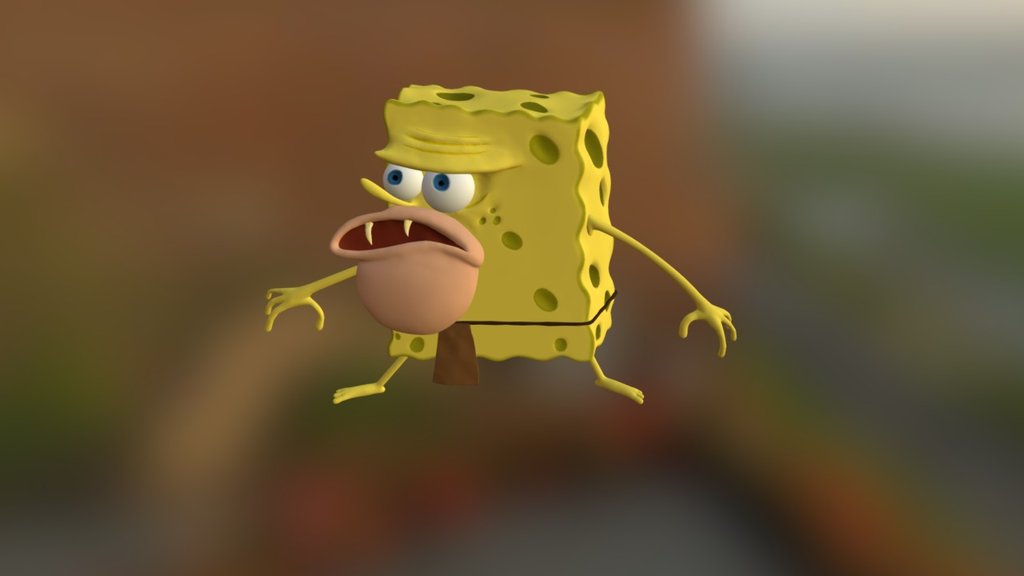 Here is a 3dimensional version of the infamous Spongegar meme.
This project was made over the memorial day weekend. 
It's made to be seen at one specific angle, but I think it's interesting to be able to see what it looks like if you were to turn it around. 
ENJOY~ - SpongeGar - 3D model by LucasArt 3d model