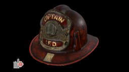Crawford Helmet truck, red, historic, fighter, library, university, indianapolis, vintage, chief, worn, helm, indiana, department, fire, head, creaform, badge, protective, wear, ifd, burn, iupui, purdue, crawford, 3d, helmet, scan, gear, plastic, dept, issued, capt