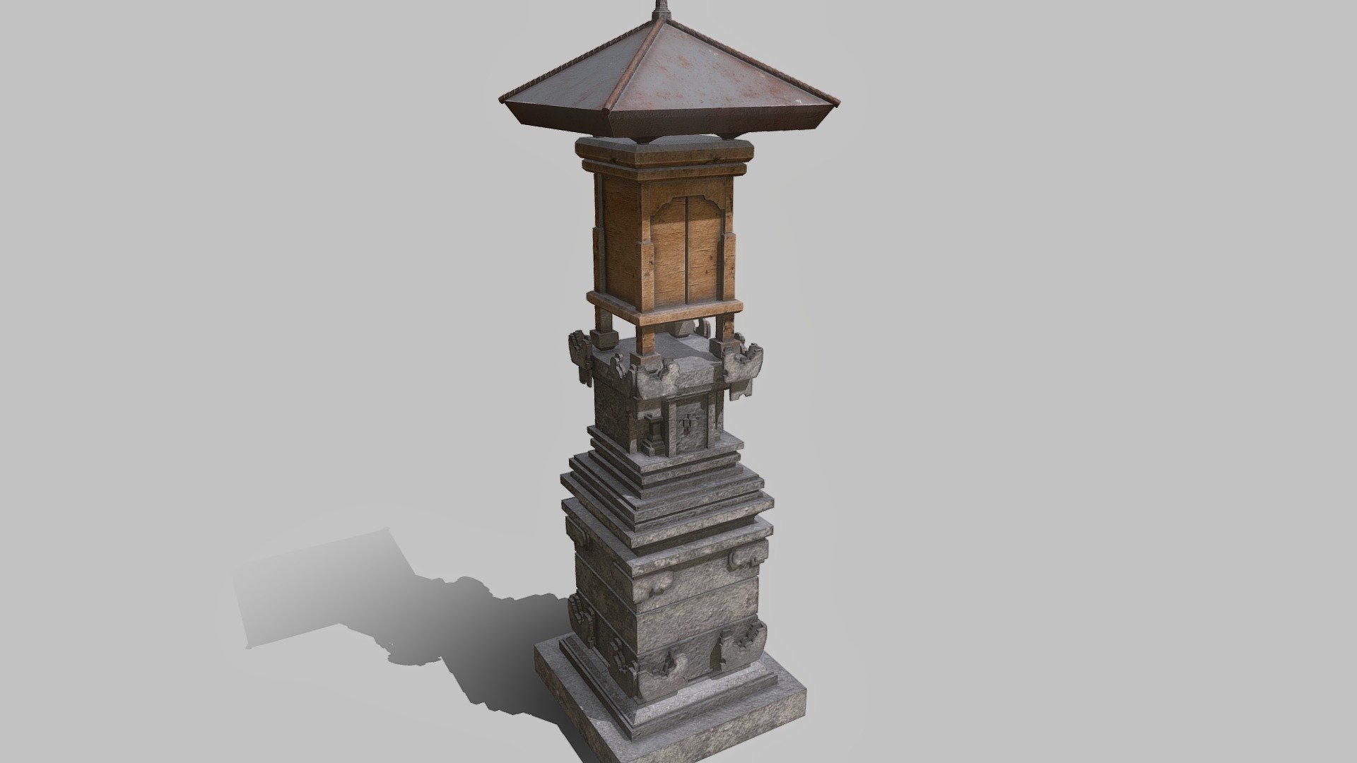 Game Asset Object Merajan / Sanggah From Bali Culture
Create = Blender 
Texturing = Substance Painter

About Merajan / Sanggah
Mrajan or Sanggah Pamerajan comes from the word: Sanggah, meaning Sanggar = holy place; Pamerajan comes from Praja = family. So Sanggah Pamerajan means = a sacred place for a certain family. For brevity, people call it in short: Sanggah, or Merajan - Merajan Bali Game Asset v3 for UNITY / UE - Buy Royalty Free 3D model by solodevelopment97 3d model