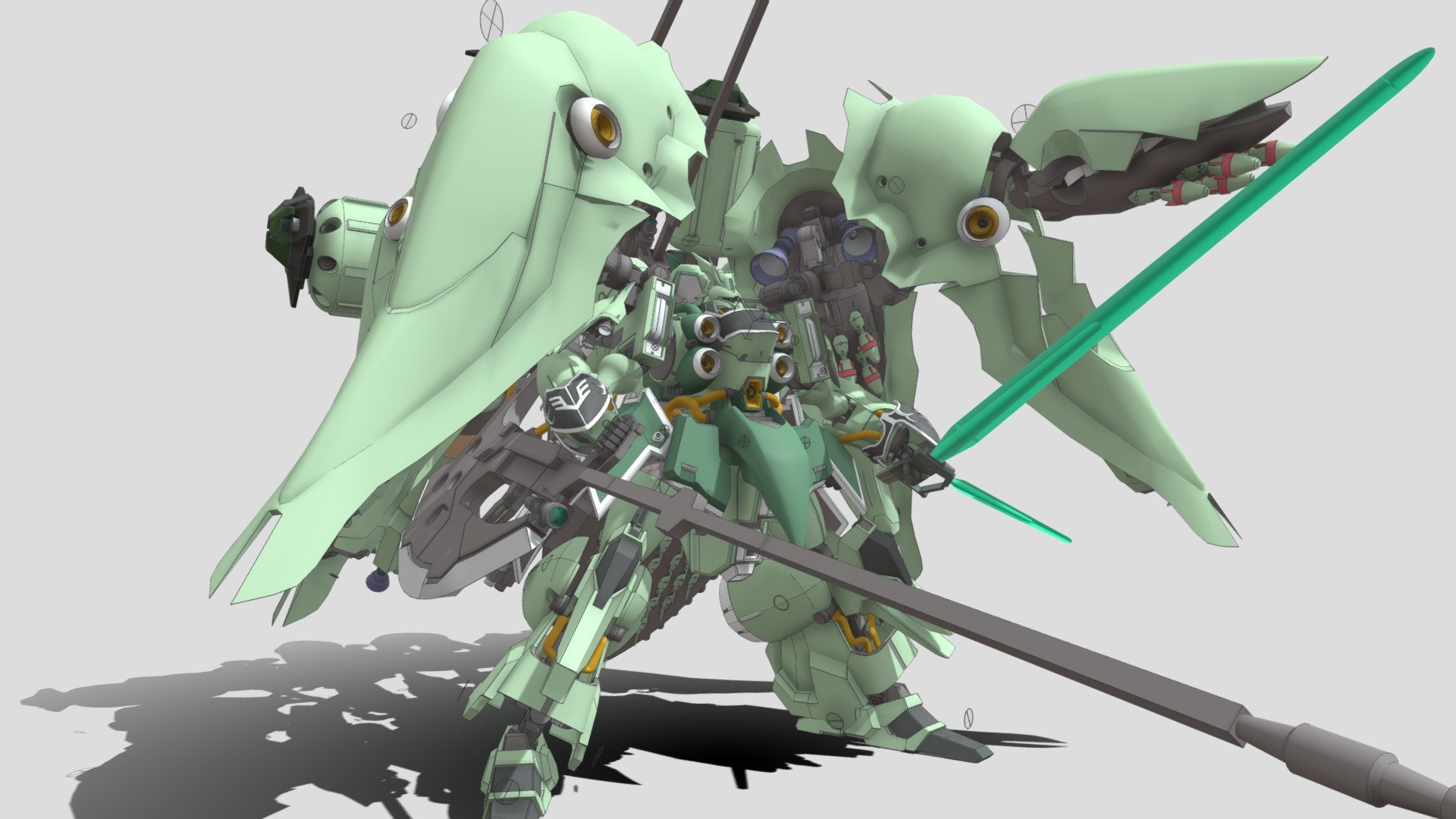 The Kshatriya rebuilt using the salvaged remains of the MSN-04 Sazabi and armed with the equipment/weaponry from current and past Neo Zeon movements.

Art &amp; Design © GunZcon - NZ-666 Kshatriya Verbessurung - 3D model by GunZcon 3d model